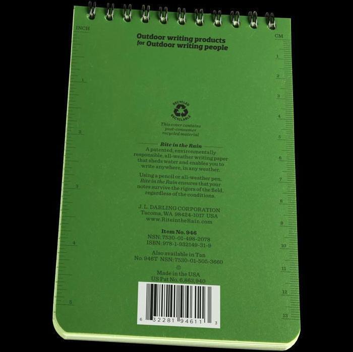Actual product image Rite in the Rain All-weather notebook (Checked, Hardcover)