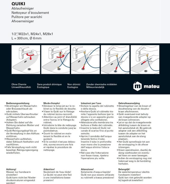 Produktbild Mateu Abflussreiniger Quiki Set (1 Stk.)