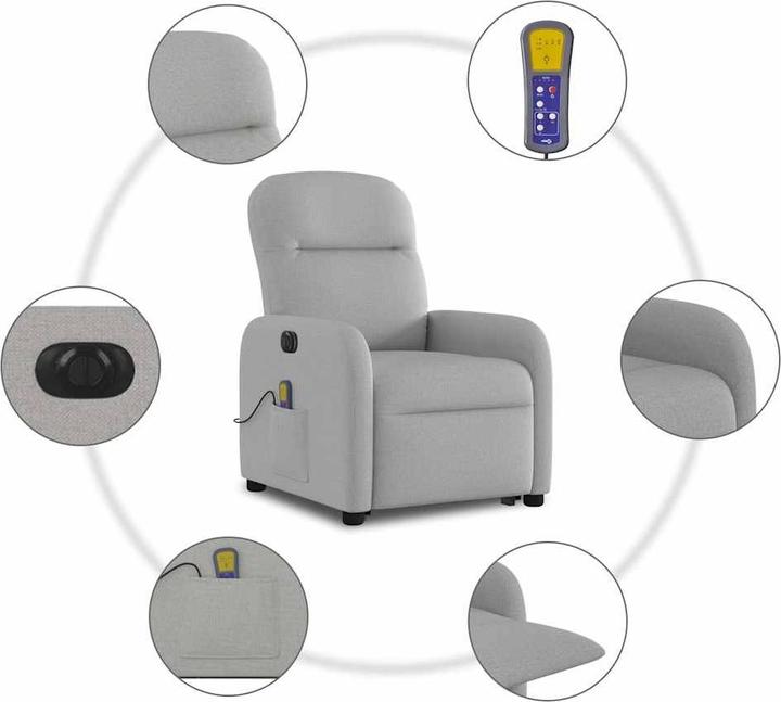 Produktbild VidaXL Massagesessel mit Aufstehhilfe Elektrisch Wolkengrau Stoff