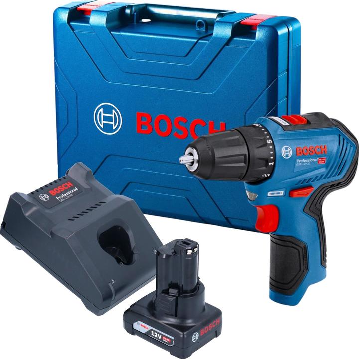 Image du produit Bosch Professional Bosch GSR 12V-30 Professional Akku Bohrschrauber 12 V 30 Nm Brushless + 1x Akku 6,0 Ah + Ladegerät (Fonctionnement sur batterie)