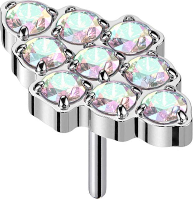 Actual product image Star Piercing Threadless diamond silver crystals multicolour (Titanium G23, without brass)