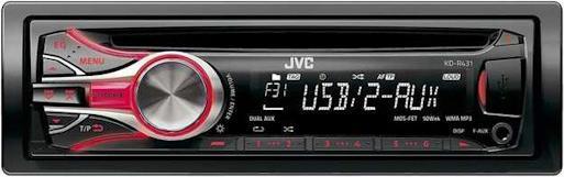 Produktbild JVC KD-R431, CD-Autoradio, 2x AUX, Front USB, MP3, Rot