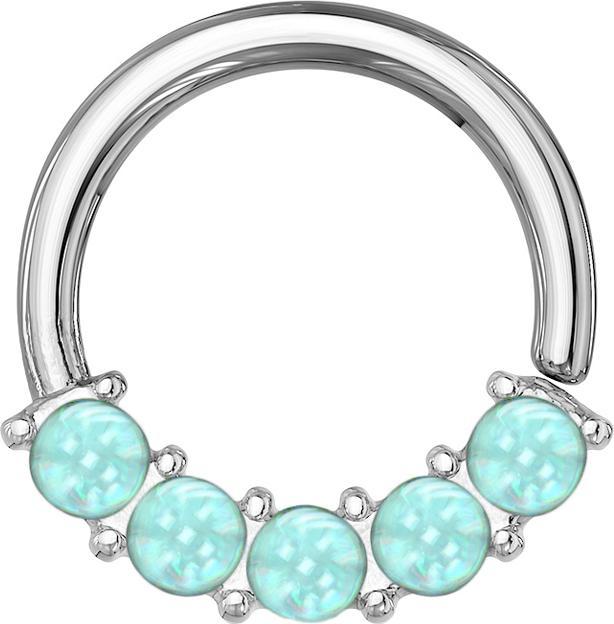 Image du produit Star Piercing Micro piercing anneau argent avant cinq pierres époxy bleu (Acier chirurgical 316L, sans laiton)