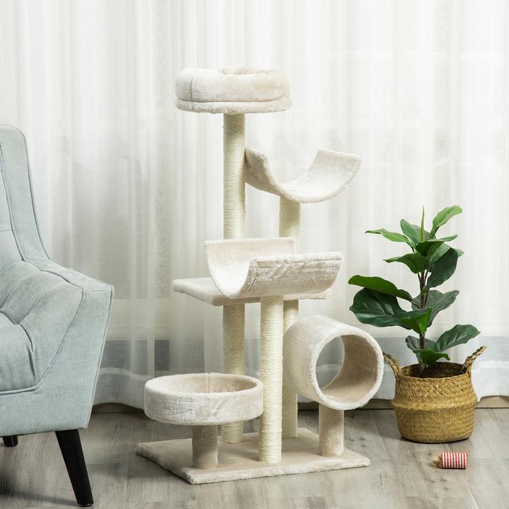Produktbild PawHut Kletterbaum (105 cm, Beige)