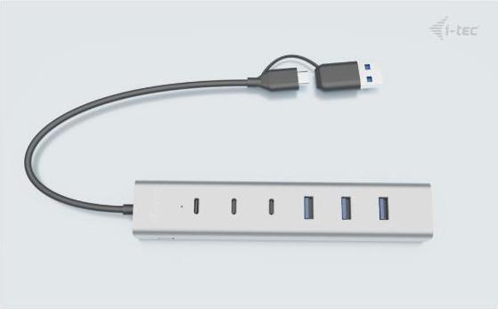 Image du produit i-tec USB-C/USB-A Charging Metal HUB 7 Port 3x USB-C 3.2 Gen. 1 4x USB-A 3.2 Gen. 1 (USB-C, USB-A, 7 Ports)