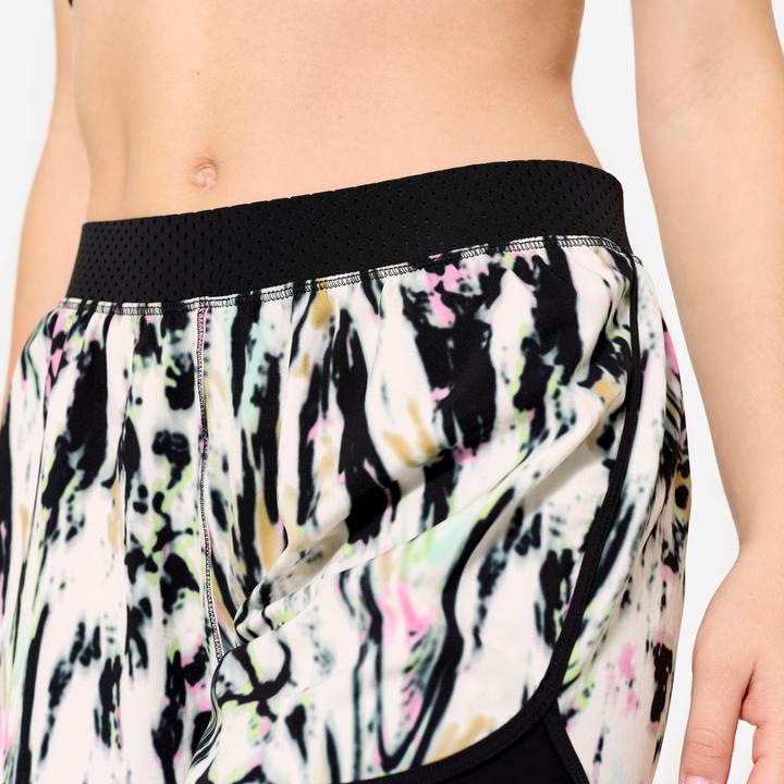 Domyos Shorts Damen zweilagig - schwarz/weiss