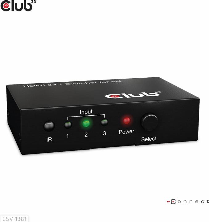 Actual product image Club 3D Club3D HDMI Switchbox 3 inputs -> 1 output 8K60Hz UHD retail