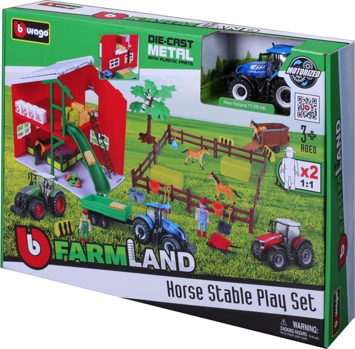 Produktbild Bburago Pferdestall mit Traktor