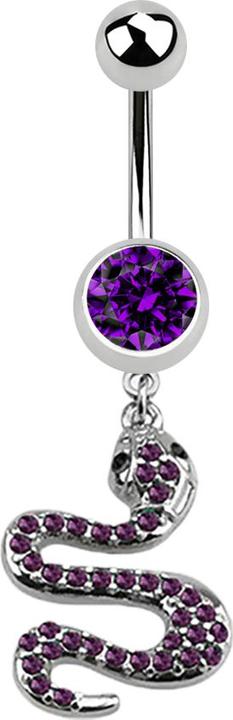 Actual product image Star Piercing Banana silver with pendant snake purple (Surgical steel 316L, without brass)