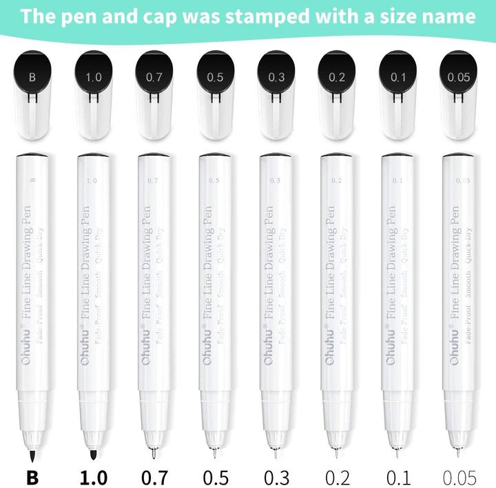 Actual product image Ohuhu Fineliner drawing pens (Black, White, 8 x)