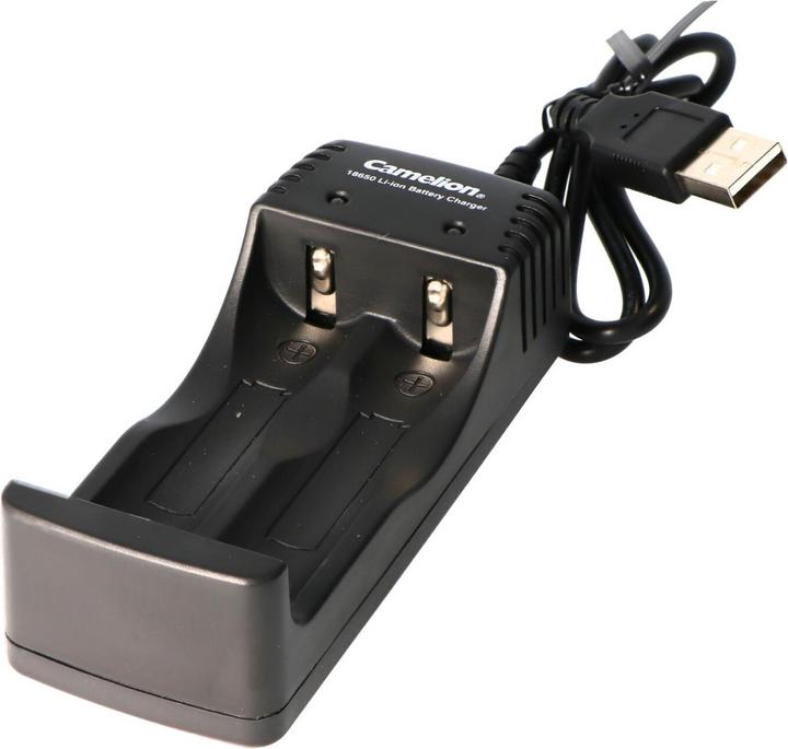 Image du produit Camelion Chargeur avec câble de charge Micro USB adapté à 1 ou 2 accus Li-ion 18650 (Chargeurs sans batterie)