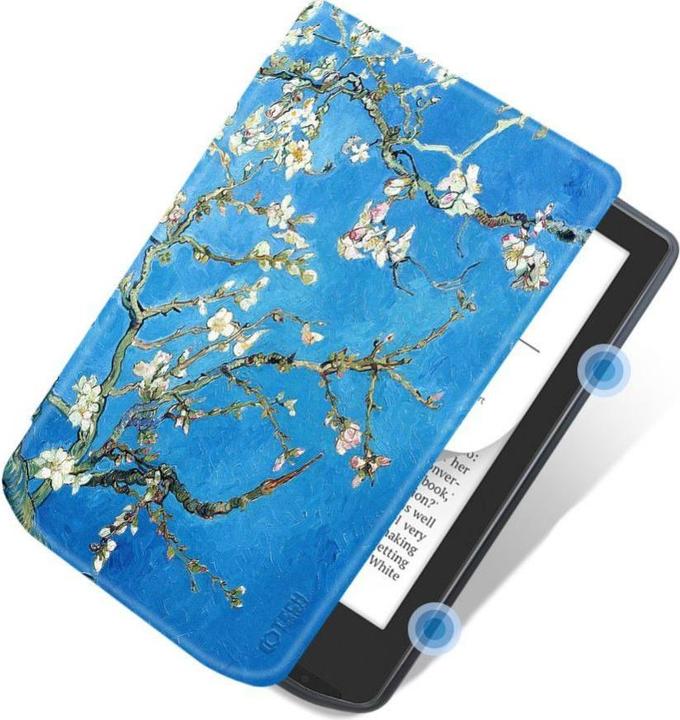 Actual product image Tech-Protect SmartCase case for PocketBook Verse / Verse Pro - blue with sakura flowers (Verse Pro)