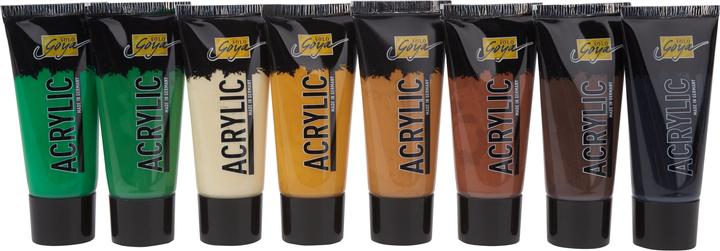 Actual product image Solo Goya Acrylic Set (Beige, Cobalt blue, Light green, Oxide brown dark, Ivory, Leaf green, Coelin blue, Yellow green, Ultramarine blue, Turquoise, Violet, Real orange, Permanent green, Primary blue, Dark brown, Ochre, Rosé, Terracotta, Light blue, Wine red, Crimson, Real yellow light, vermilion, 640 ml)