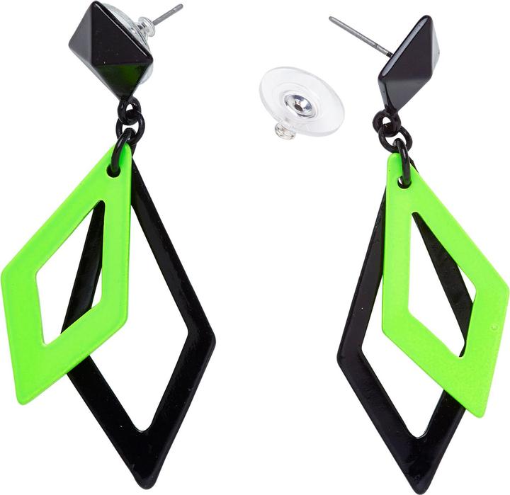 Image du produit Widmann Boucles d'oreilles losange noir et vert fluo