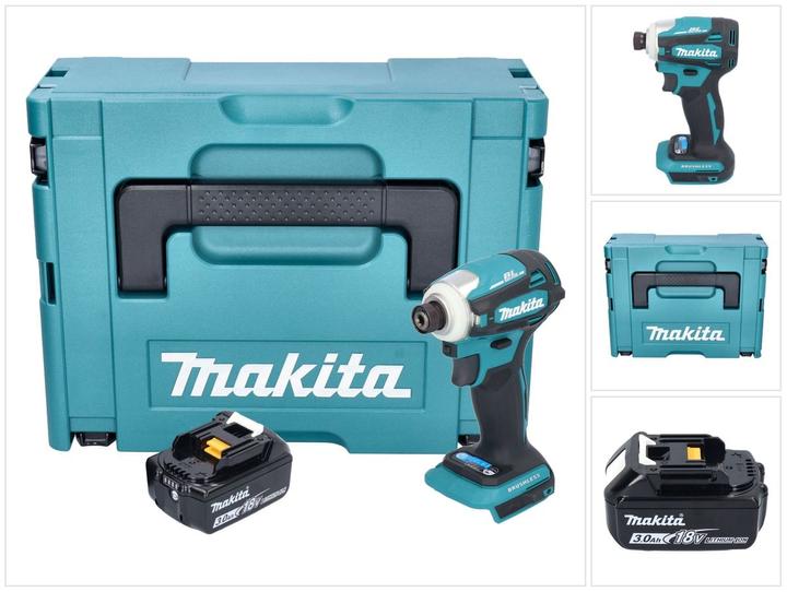 Produktbild Makita DTD 172 F1J Akku Schlagschrauber 18 V 180 Nm 1/4" Brushless + 1x Akku 3,0 Ah + Makpac - ohne (Akkubetrieb)