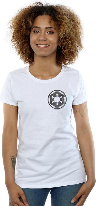 Actual product image Star Wars Womens/Ladies The Mandalorian Galactic Empire Insignia Breast Print Cotton T-Shirt (XL)