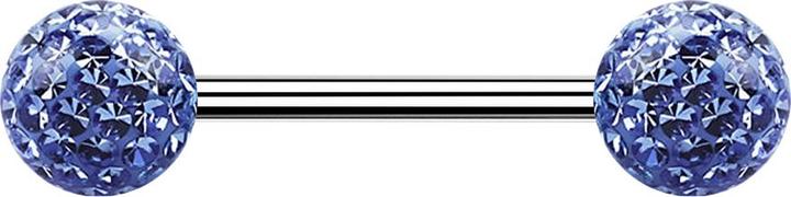 Image du produit Star Piercing Micro Barbell argent avec deux boules bleu clair époxy de protection (Acier chirurgical 316L, sans laiton)