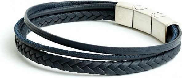 Immagine prodotto Gemini BRACCIALE - PELLE NERA - BLU - MISURA M-L 20+1 CM (21 cm, Nappa, Argento)