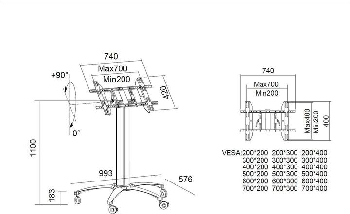 Image du produit Multibrackets Présentoir et table (Universel, 55", 80 kg)