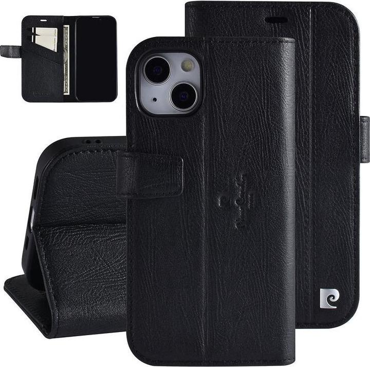 Pierre Cardin Case iPhone 13 - Genuine leather book case black & 3 card slots No.182 (Apple iPhone 13)