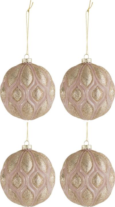 Actual product image J-Line Set of 4 glass Christmas baubles pink/gold Ø 10 cm (4 -part)