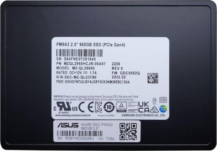 Actual product image ASUS Dysk Server PM9A3 960 GB 2.5 inch PCI-E x4 Gen 4 NVMe (90SKH00-MEXAN0) (960 GB, 2.5")