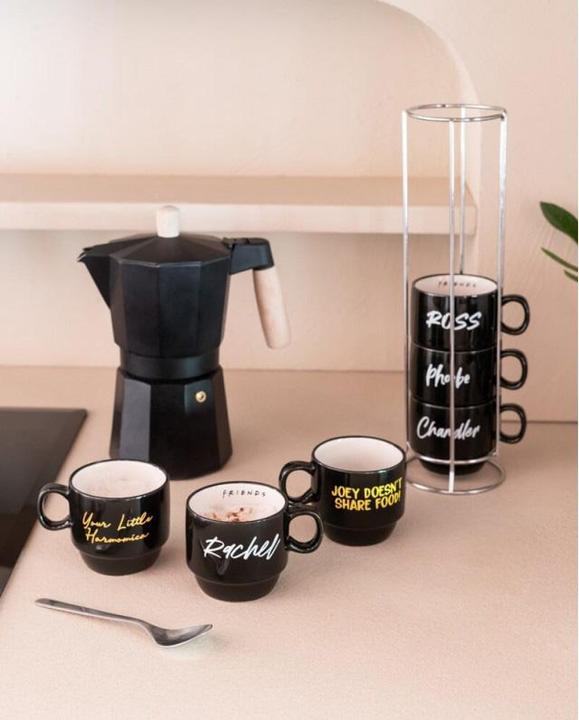 Actual product image Friends - Set of ceramic mugs with stand 150 ml 6 pcs. (150 ml, 6 x)