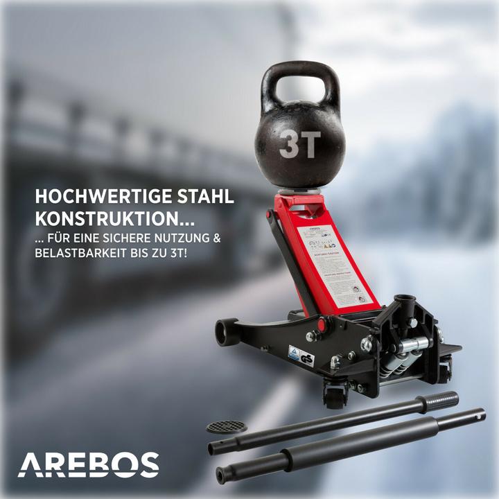 Actual product image Arebos Hydraulic jack 3 T (incl. 3 rubber pads)