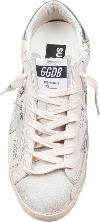 Actual product image Golden Goose super star sneakers in leather and suede color white and silver (40)