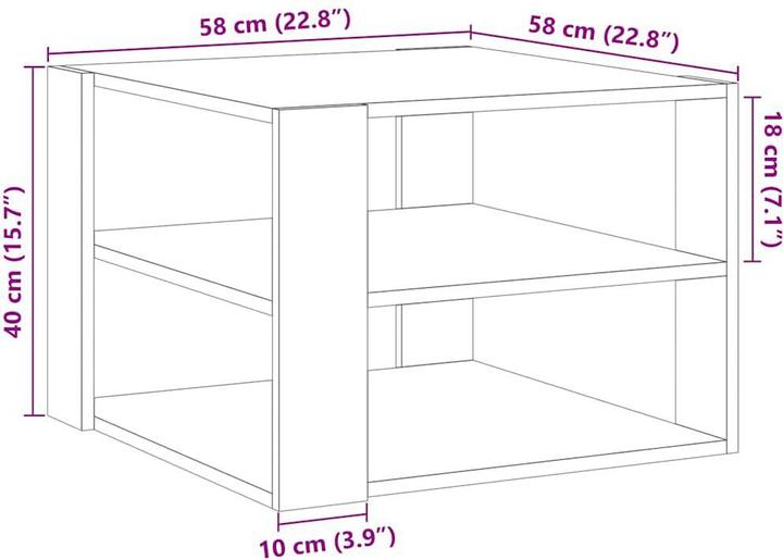 Produktbild VidaXL Couchtisch Altholz-Optik 58x58x40 cm Holzwerkstoff (58 x 58 x 40 cm)