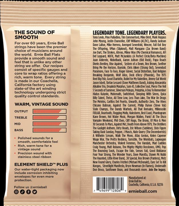 Valeurs nutritives et ingrédients Ernie Ball Groupe Flatwound III (4 x, Basse électrique, 0.10")