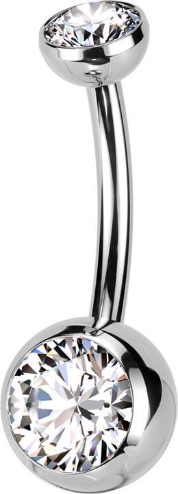 Actual product image Star Piercing Threadless banana silver with hemisphere crystal silver and ball crystal silver (Titanium G23)
