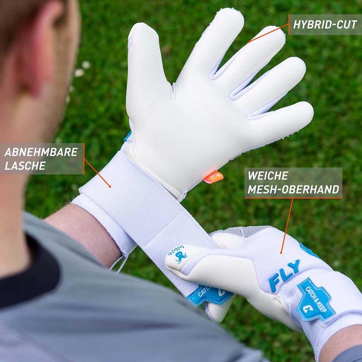 Produktbild Catch & Keep Fussballhandschuhe Fly White Soul Gr. 9 Weiss Torwart Keeper Goalie Handschuhe (9)
