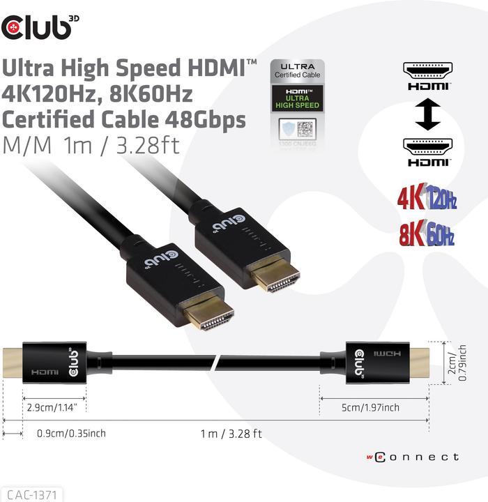 Actual product image Club 3D HDMI (Typ A) — HDMI (Typ A) (1 m, HDMI)