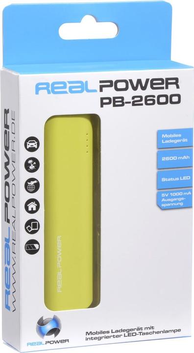 Immagine prodotto RealPower PB2600 (2600 mAh, 18 W, 9.62 Wh)