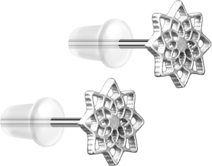Image du produit Star Piercing Ohrstecker silber Lotusblume von oben (sans laiton, Acier chirurgical 316L)