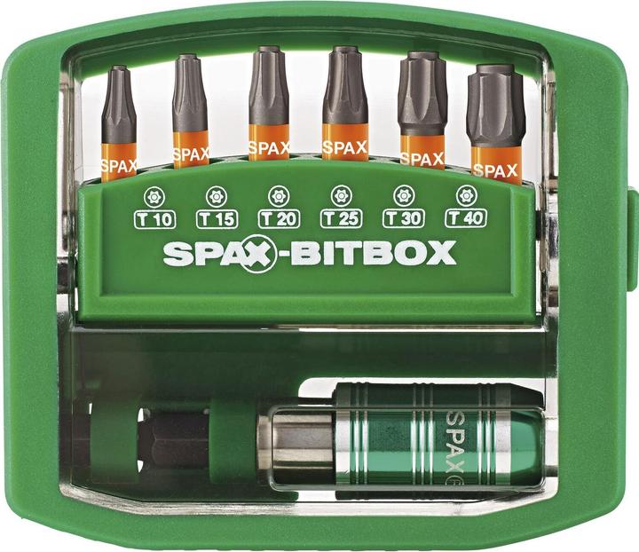Spax Bit-Box ®, 7-teilig (je 1x TX 10 / TX 15 / TX 20 / TX 25 / TX 30 / TX 40 (75 mm))