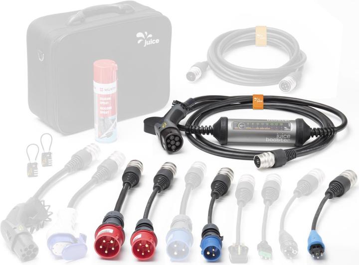 Productafbeelding Juice Technology Juice Booster 2 Zwitserse Reisset (Type 2, 22 kW, 32 A, CEE16 blauw, CEE16 rood, Type 13, CEE32 rood)
