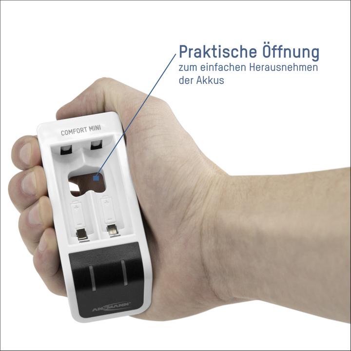 Produktbild Ansmann Comfort Mini Ladegerät inkl. 2 AA Mignon Akkus 2100 mAh (1 Stk., AA, AAA, 800.80 mAh, Akku)