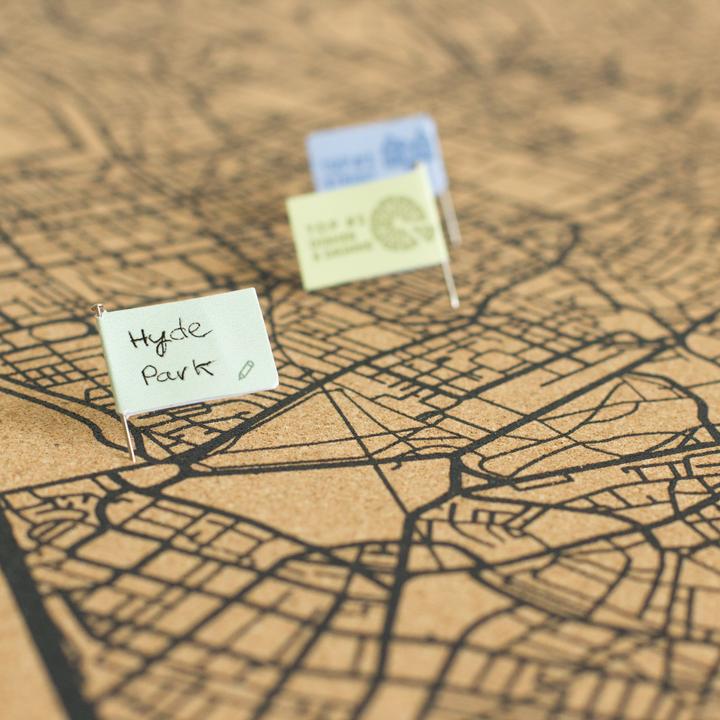 Image du produit Miss wood Woody Map Plan de ville - Londres - L- Noir - Cadre noir (Tableau d'affichage, 60 x 45 cm)