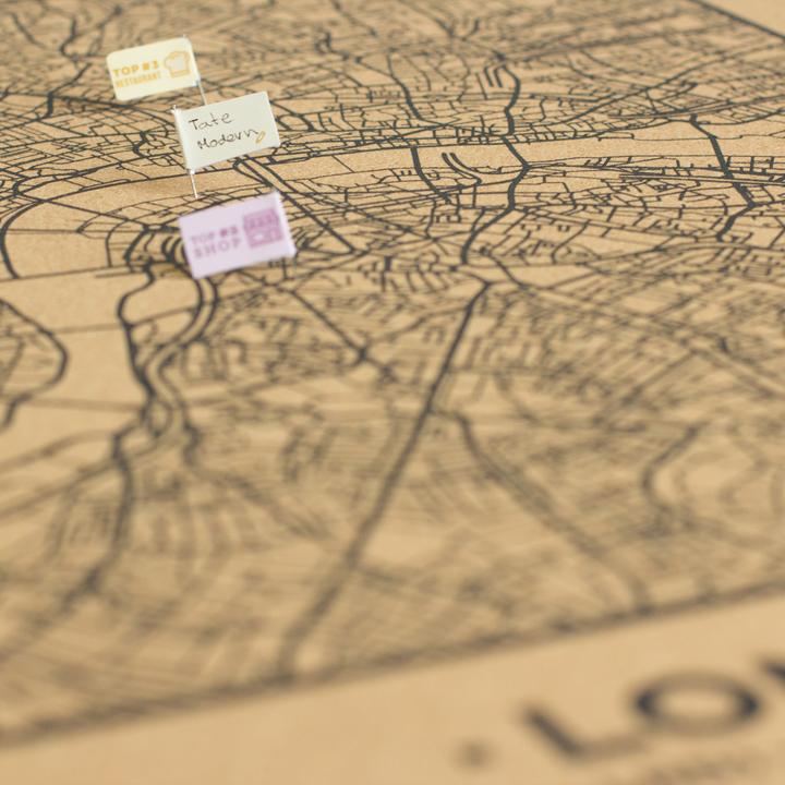 Image du produit Miss wood Woody Map Plan de ville - Londres - L- Noir - Cadre noir (Tableau d'affichage, 60 x 45 cm)