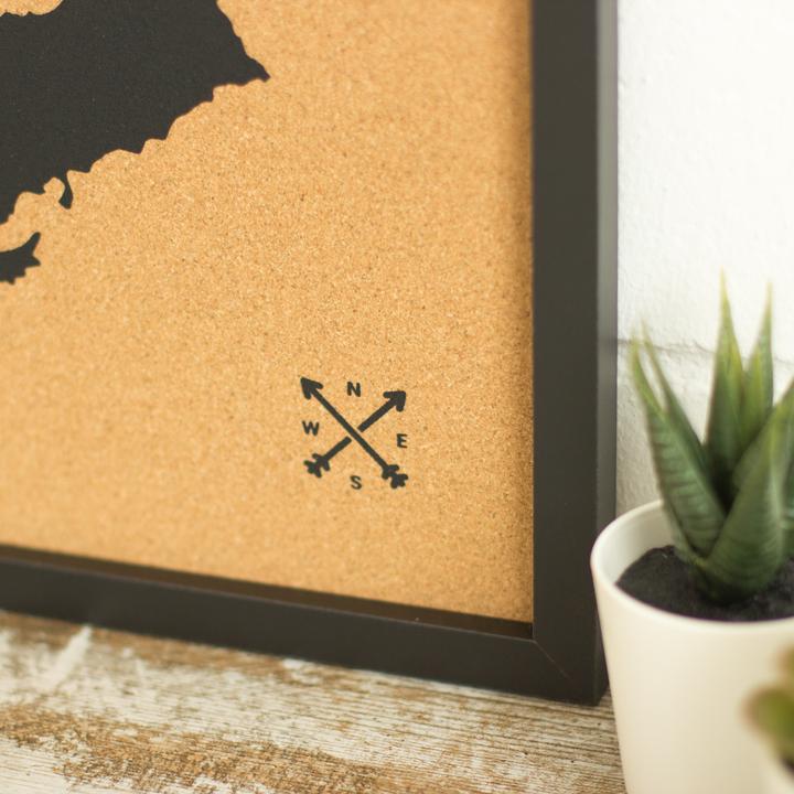 Produktbild Miss wood Woody Map Europakarte - Europa - L - in schwarz - schwarzer Rahmen (Pinnwand, 60 x 45 cm)