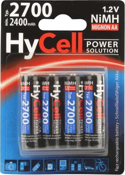 Produktbild HyCell NiMH-Akku Typ 2700 Mignon 2400mAh 4er-Blister (AA, 2400 mAh)