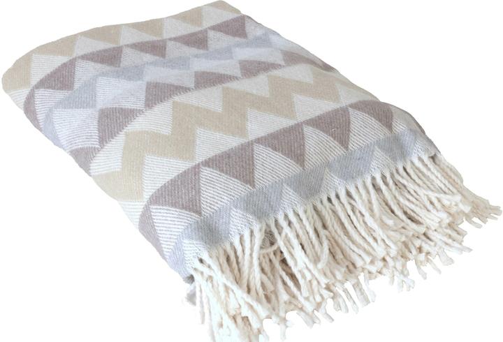 Actual product image Hubatka Zigzag blanket 150 x 200 cm, beige/blue (150 x 200 cm)