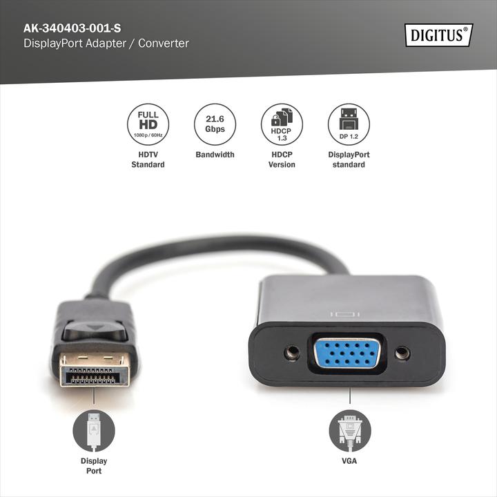 Produktbild Digitus DisplayPort zu (VGA, 15 cm)
