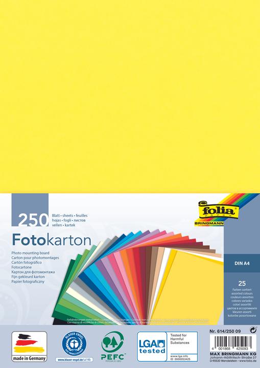 Produktbild Folia Fotokarton, DIN A4, 300 g/qm, sortiert (300 g/m², 250 x)