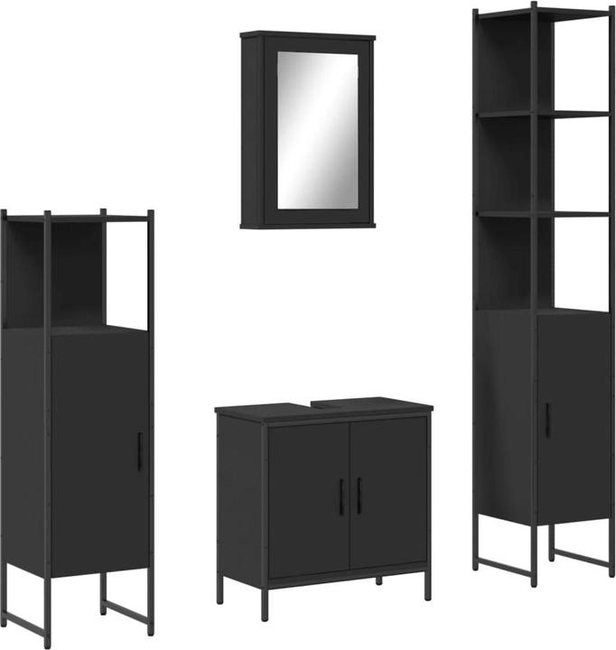 Actual product image VidaXL Bathroom furniture set Mirror cabinet Vanity unit Bathroom cabinet 4-piece black