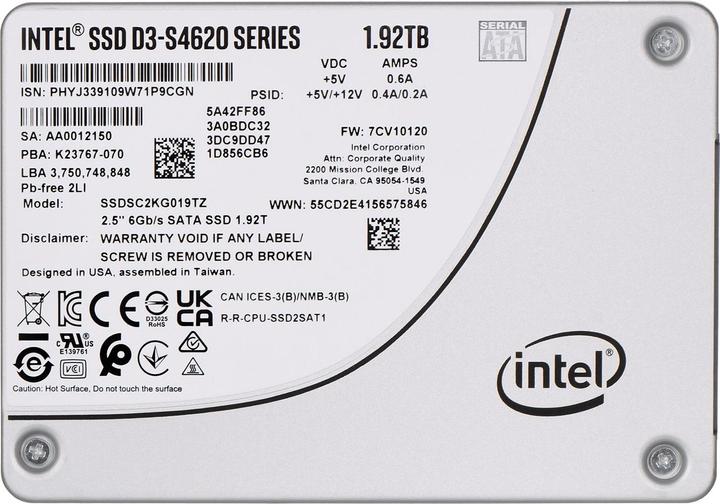 Immagine prodotto Intel Unità a stato solido serie D3-S4620 (1920 GB, 2.5")