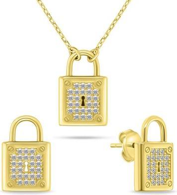 Immagine prodotto Brilio Silver Gold-Plated Set Of Charming Jewelry With Zircons Set281y Earrings, Necklace (Argento)