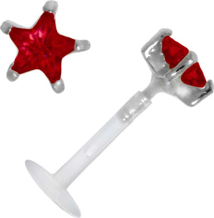 Bijouteria Piercing für Lippe/Tragus (Bioplast, Silber 925, Zirkonia)